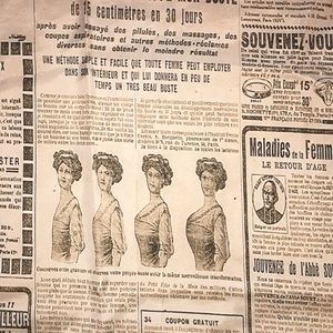 Vintage style newspaper clipping shower curtain